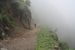 Mist over cliff-edge path